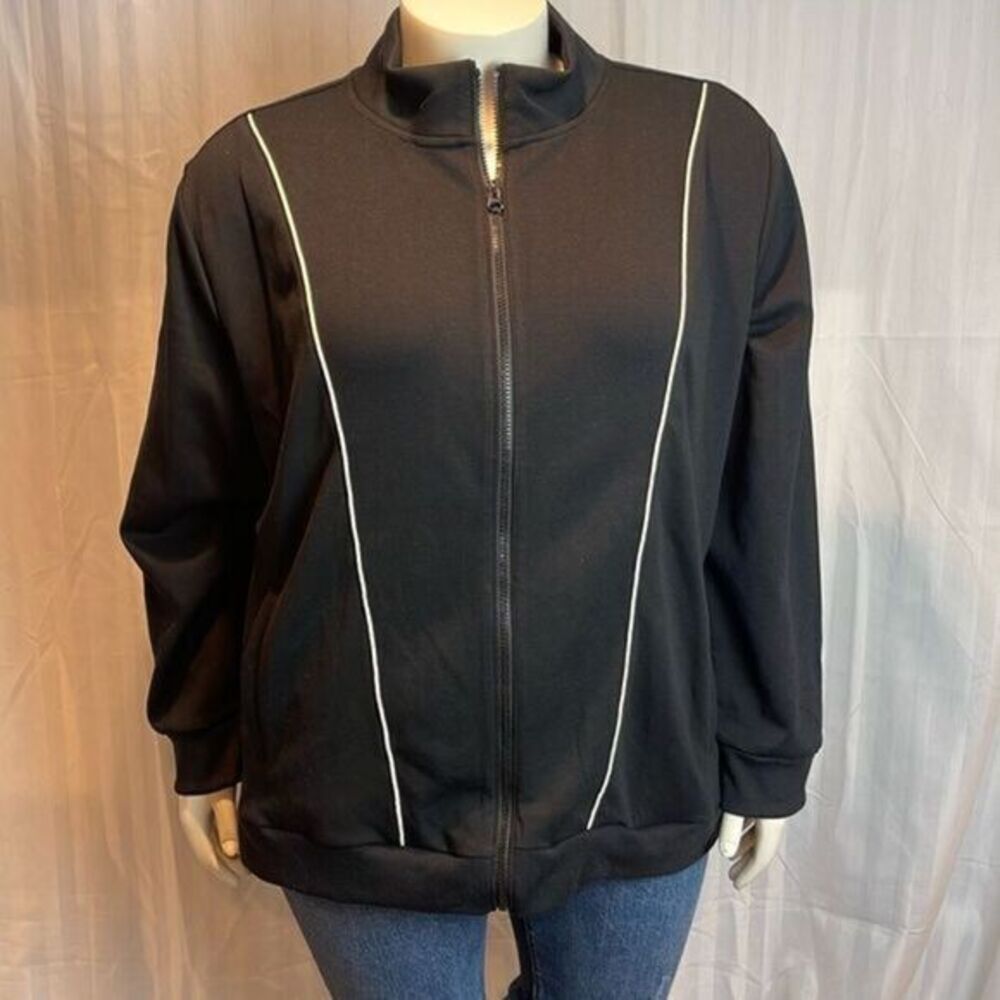 Ava & Viv 3X Black Track Jacket with Functional‎ Pockets Size 3X